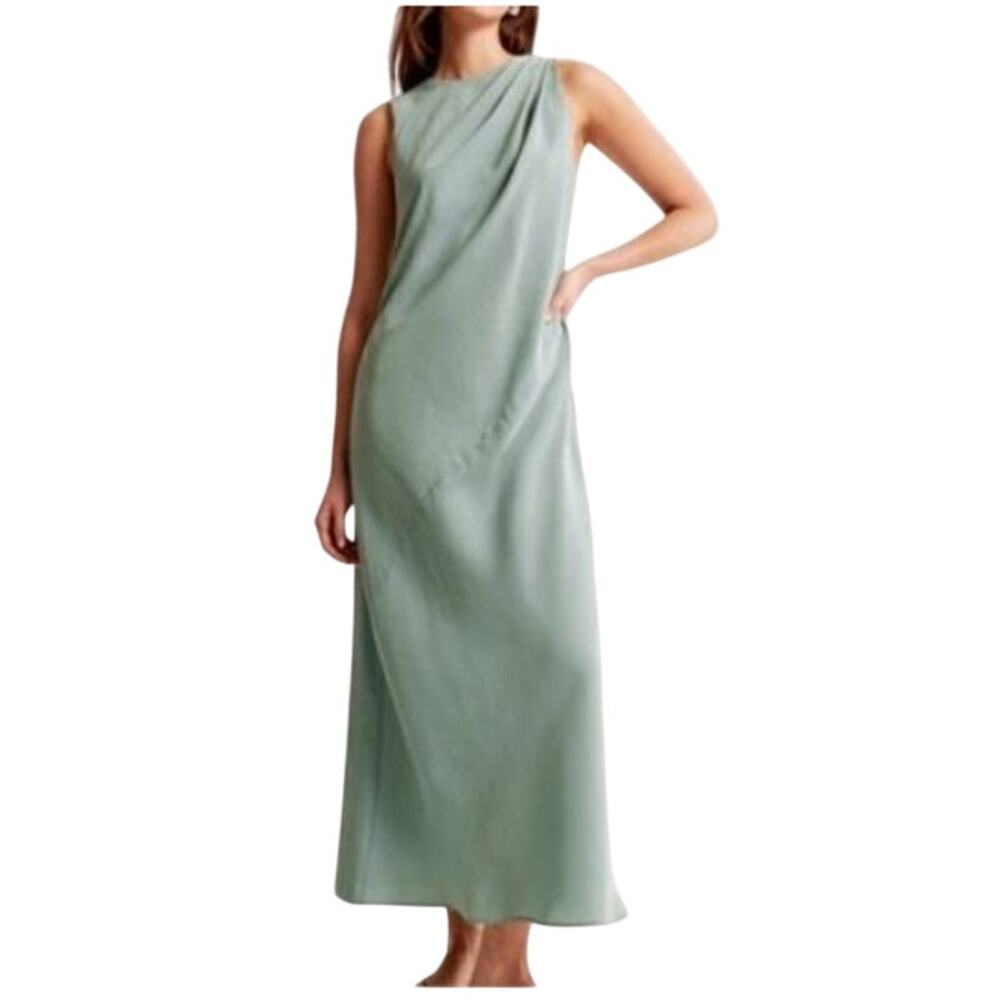 Abercrombie High Neck Columnist Midi Dress Medium